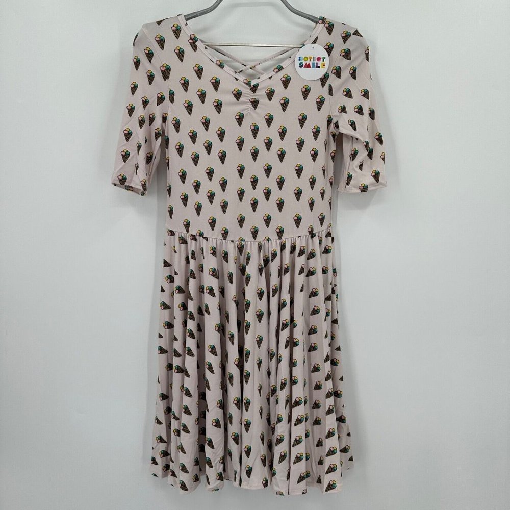 Dot Dot Smile Girl's Ballerina Skater Dress sz 11 Short Sleeve Ice Cream Cones
